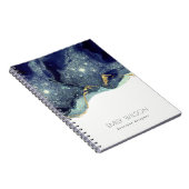 Abstracte alcoholinkt zilver marineblauw glitter notitieboek (Rechterzijde)