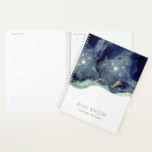 Abstracte alcoholinkt zilver marineblauw glitter planner (Display)
