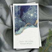 Abstracte alcoholinkt zilver marineblauw glitter servet