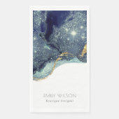 Abstracte alcoholinkt zilver marineblauw glitter servet (Voorkant)