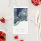 Abstracte alcoholinkt zilver marineblauw glitter servet (Insitu)