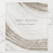 Abstracte alcoholinkt zilver marineblauw glitterwi wijn etiket (Enkel label)