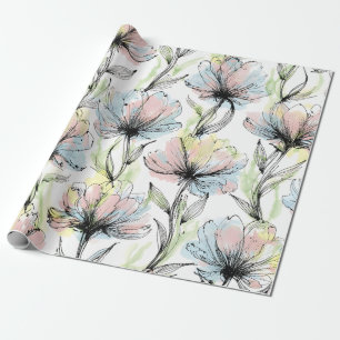 Abstracte alcoholwaspen en inkt grote bloemen cadeaupapier