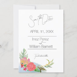 Abstracte Aloha Waterverf Floral Bewaar de datum Save The Date