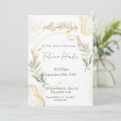 Abstracte Ameen-uitnodiging voor wit, goud en groe Kaart (Staand voorkant)