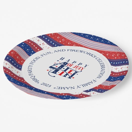 Abstracte Amerikaanse 4th van juli aangepaste teks Papieren Bordje (Gekanteld)