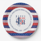 Abstracte Amerikaanse 4th van juli aangepaste teks Papieren Bordje (Voorkant)