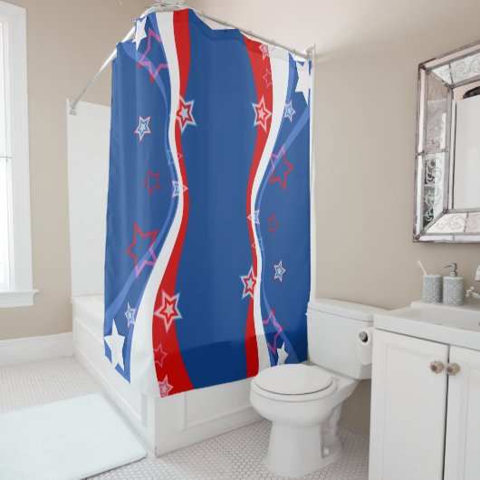 Abstracte Amerikaanse vlag Douchegordijn (In situ)