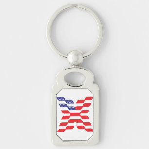Abstracte Amerikaanse vlag letter X Sleutelhanger