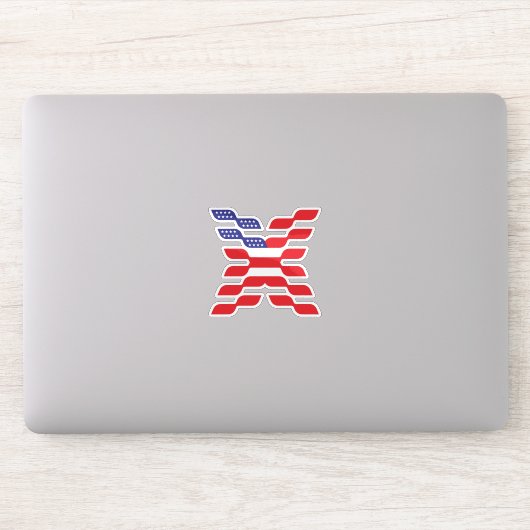 Abstracte Amerikaanse vlag letter X Sticker (Computer)