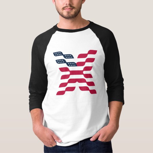 Abstracte Amerikaanse vlag letter X T-shirt (Voorkant)