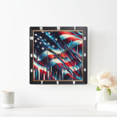 Abstracte Amerikaanse vlag patriottisch Vierkante Klok (Huis)