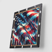 Abstracte Amerikaanse vlag patriottisch Vierkante Klok (Hoek)