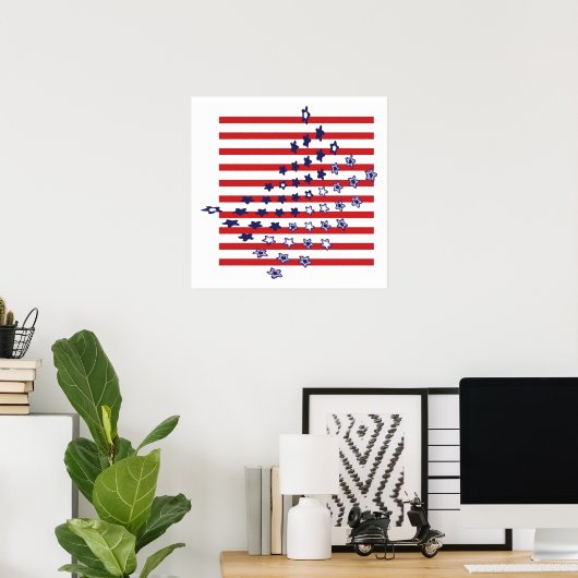 Abstracte Amerikaanse vlag Posters en Prints (Thuiskantoor)