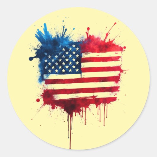 Abstracte Amerikaanse vlag Ronde Sticker (Voorkant)