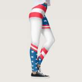 Abstracte Amerikaanse vlag rood wit en blauw Leggings (Rechts)