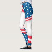 Abstracte Amerikaanse vlag rood wit en blauw Leggings (Links)