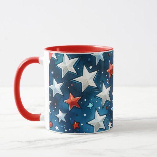 Abstracte Amerikaanse vlag rood, wit en blauw Mok (Links)