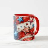 Abstracte Amerikaanse vlag rood, wit en blauw Mok (Voorkant rechts)