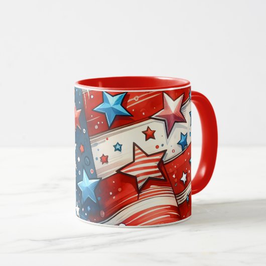 Abstracte Amerikaanse vlag rood, wit en blauw Mok (Voorkant rechts)