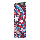 Abstracte Amerikaanse vlag rood, wit en blauw Thermosbeker (Gedraaid links)