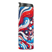 Abstracte Amerikaanse vlag rood, wit en blauw Thermosbeker (Geroteerd rechts)