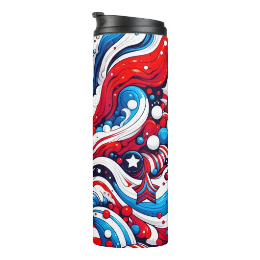Abstracte Amerikaanse vlag rood, wit en blauw Thermosbeker (Geroteerd rechts)