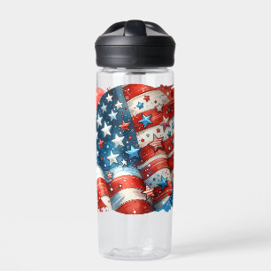 Abstracte Amerikaanse vlag rood, wit en blauw Waterfles