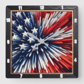 Abstracte Amerikaanse vlag Spiked Design Vierkante Klok (Voorkant)