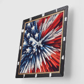 Abstracte Amerikaanse vlag Spiked Design Vierkante Klok (Hoek)