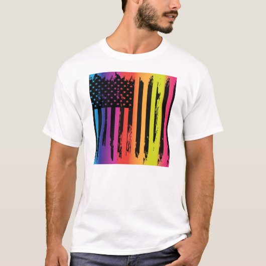 Abstracte Amerikaanse vlag T-shirt (Voorkant)