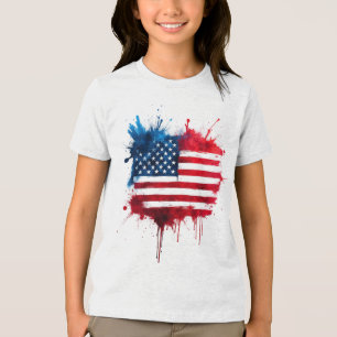 Abstracte Amerikaanse vlag Tri-Blend Shirt