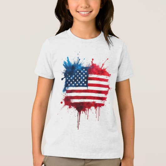 Abstracte Amerikaanse vlag Tri-Blend Shirt (Voorkant)