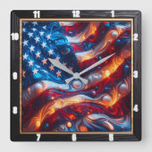 Abstracte Amerikaanse vlag Vierkante Klok (Voorkant)