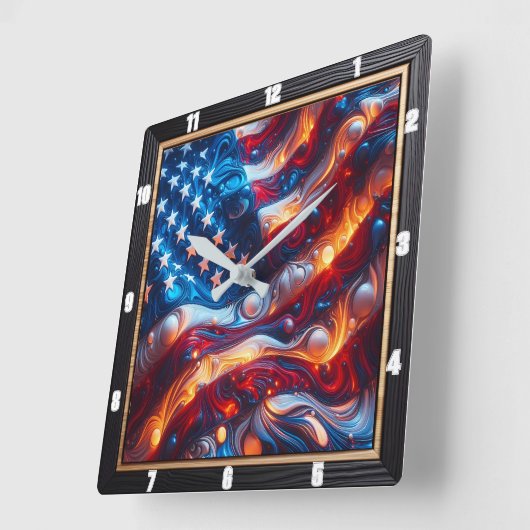 Abstracte Amerikaanse vlag Vierkante Klok (Hoek)