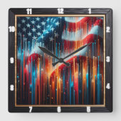 Abstracte Amerikaanse vlag Vierkante Klok (Voorkant)