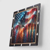 Abstracte Amerikaanse vlag Vierkante Klok (Hoek)