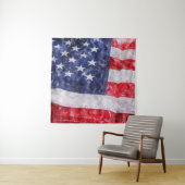 Abstracte Amerikaanse vlag, Waterverf stijl. Wandkleed (In situ)