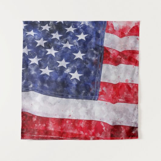 Abstracte Amerikaanse vlag, Waterverf stijl. Wandkleed (Voorkant)