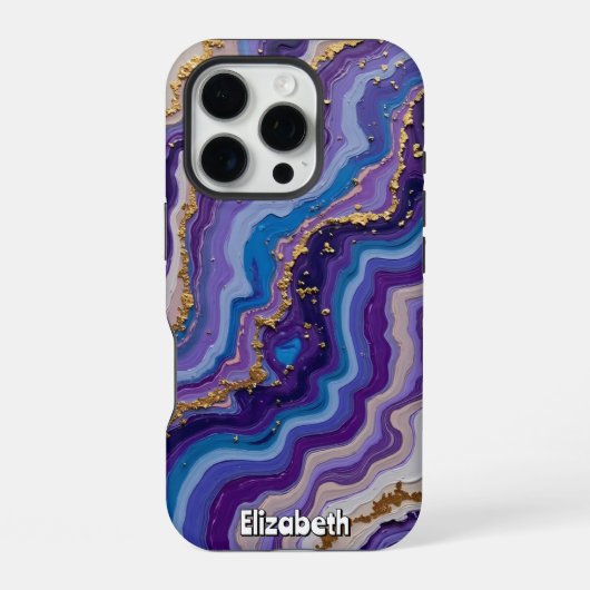 Abstracte Amethist en Goud iPhone Hoesje (Achterkant)