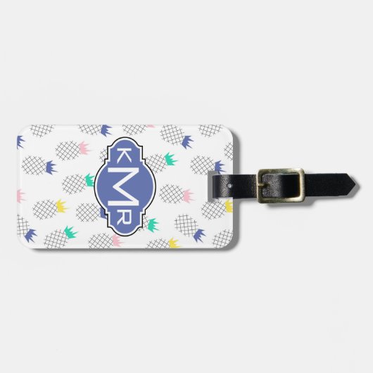 Abstracte anananassen | Monogram Bagagelabel (Voorkant horizontaal)