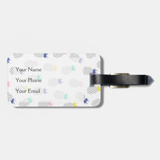 Abstracte anananassen | Monogram Bagagelabel (Achterkant horizontaal)