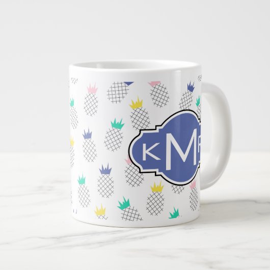 Abstracte anananassen | Monogram Grote Koffiekop (Voorkant rechts)