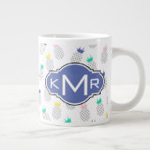 Abstracte anananassen | Monogram Grote Koffiekop (Rechts)