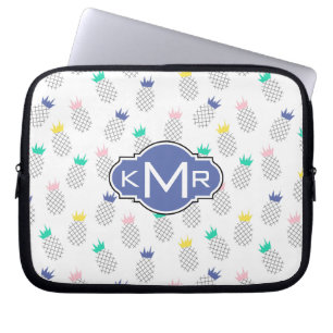 Abstracte anananassen   Monogram Laptop Sleeve