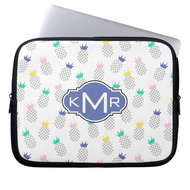 Abstracte anananassen | Monogram Laptop Sleeve (Voorkant)