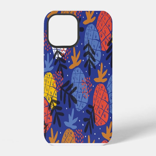 Abstracte ananasbladeren vintage patroon iPhone hoesje (Achterkant)