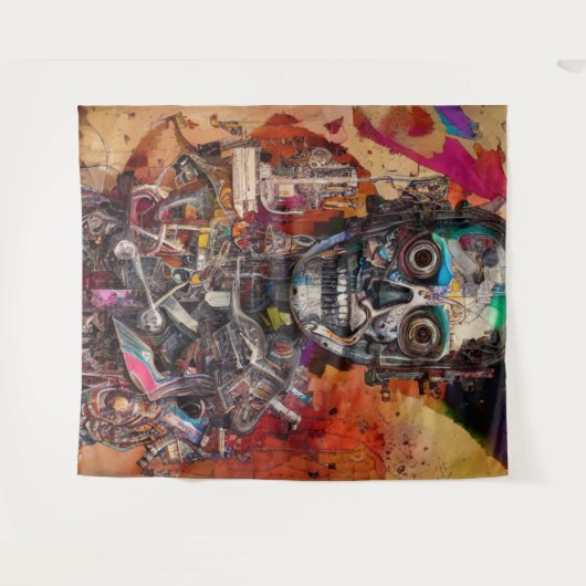 Abstracte anatomische cyborg-boomstammen wandkleed (Voorkant (horizontaal))