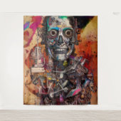 Abstracte anatomische cyborg-boomstammen wandkleed (Voorkant)