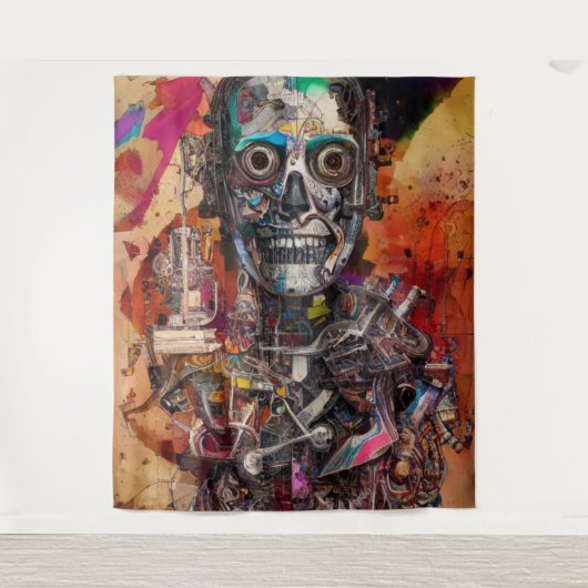 Abstracte anatomische cyborg-boomstammen wandkleed (Voorkant)